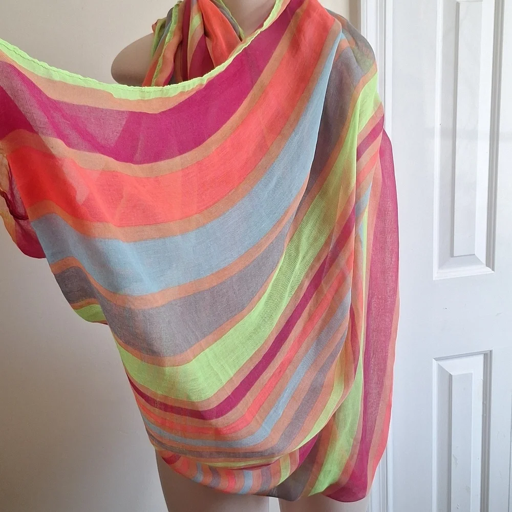 Colorful Striped Oversized Infinity Scarf